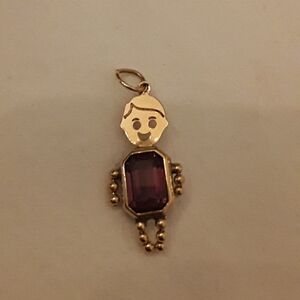 14k gold birthstone charm or pendant boy June/purple